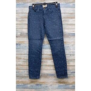 Current Elliott The‎ Stiletto Floral Print Skinny Jeans Blue Indigo Size 0
